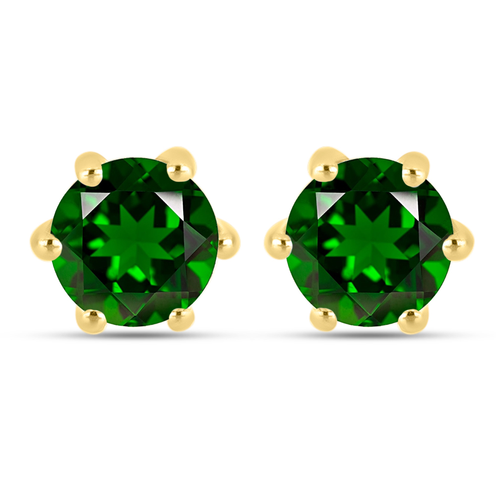 BUY 14K GOLD WITH CHROME DIOPSIDE GEMSTONE EARRING